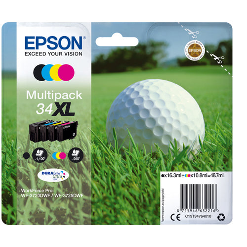 Conf. 4 Cartucce Ink Multipack 1 Per Colore 34Xl Pallina Da Golf