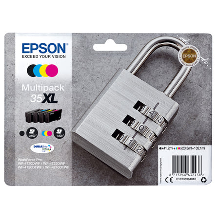 Conf. 4 Cartucce Ink 1 Colore Per Serie 35Xl Lucchetto