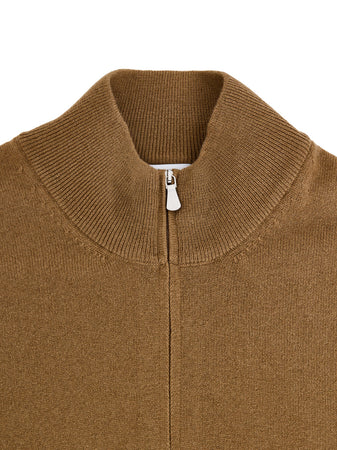 Gran Sasso Maglione Cardigan in Lana Marrone con Zip da uomo