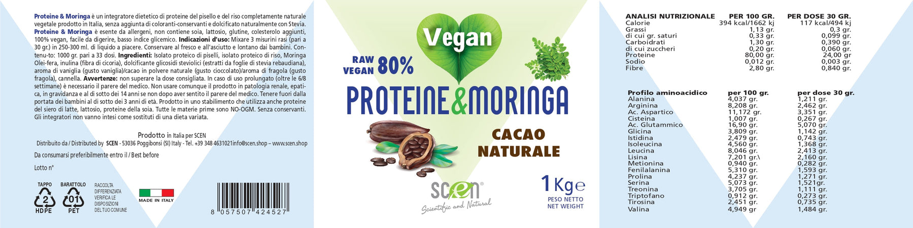 Proteine&Moringa - Raw Vegan 80% - Cacao
