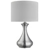 Lampada Scrivania Contemporanea Tocco Acciaio Argento Tessuto Bianco 1 Luce E14