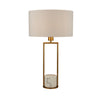 Lampada Da Scrivania Contemporanea Claire Metallo Oro Tessuto Bianco 1 Luce E27