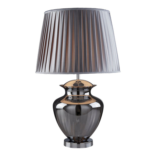 Lampada Da Scrivania Contemporanea Elina Acciaio Cromo Vetro Fumè 1 Luce E27