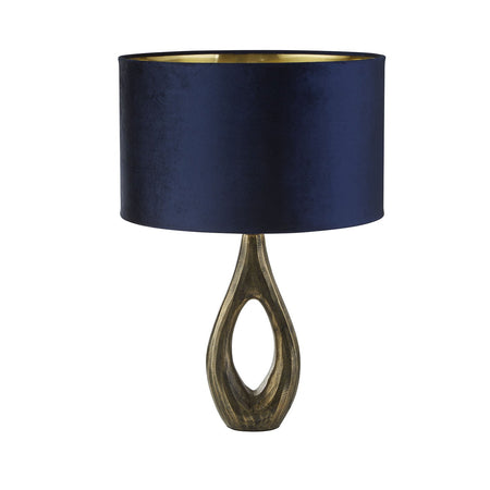 Lampada Da Scrivania Contemporanea Bucklow Ottone Tessuto Blu 1 Luce E27