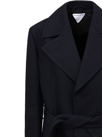 Bottega Veneta Trench Double Cotton Canvas in Blu da donna