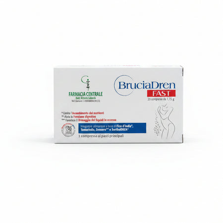 fpi farmacia centrale dr. Michele Iadevaia bruciadren fast integratore alimentare per il drenaggio di liquidi, la funzione digestiva e la regolarità intestinale 20 compresse