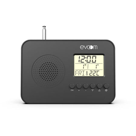 Radiosveglia intelligente EVOOOM LEKIO con display di data, ora, temperatura e umidità - Nera