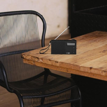 EVOOM EGY Radiosveglia nera - Radio FM e DAB+ - Batteria Batterie/USB - 2 sveglie
