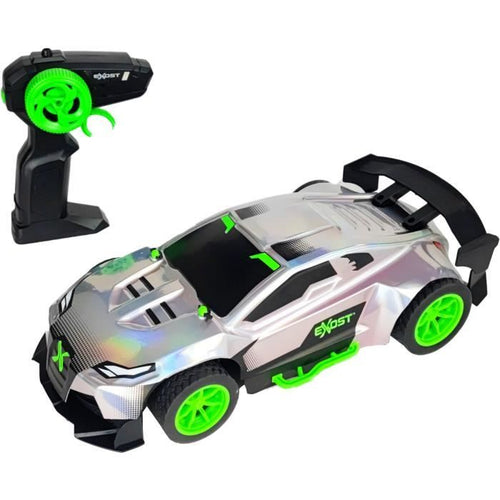 Coche teledirigido - EXOST - Metal cromado 1:14 - 15 km/h - 31 -5 cm - plateado y verde - 5 aos