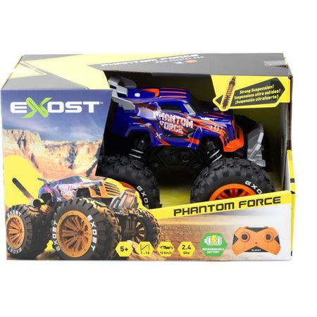 Auto telecomandata - EXOST - Phantom Force 1:16 - 10 km/h - 28 -5 cm - viola e arancione - 5 anni