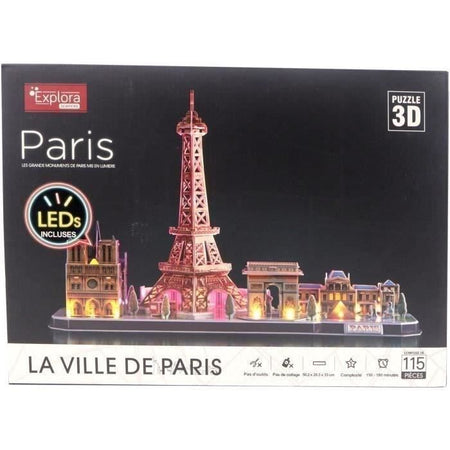 Puzzle luminoso 3D - Monumenti di Parigi - Gioco di costruzione - EXPLORA - 115 pezzi - Da 8 anni