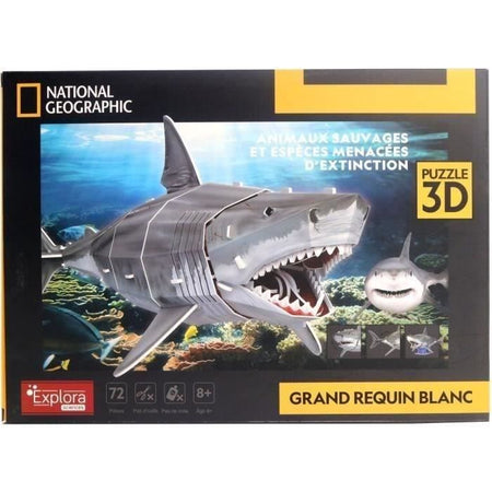 Puzzle 3D - Grande squalo bianco - Gioco di costruzioni - EXPLORA - 72 pezzi - Da 8 anni in su