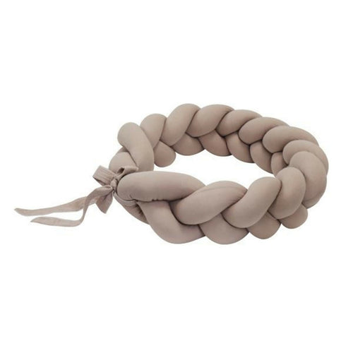BIBO Treccia Paracolpi per culla e mini culla - colore Tortora - riduttore morbido, delicato, lettino, culla, culletta, fianco letto