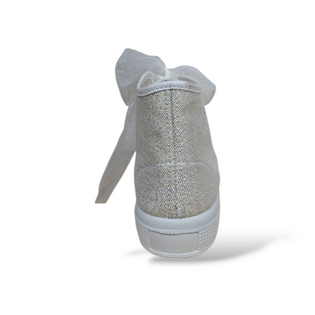 Sneakers Bambina Bianco Glitter VUL-LADI con Lacci Intercambiabili – Scarpe Cerimonia Damigella Taglie 24-39