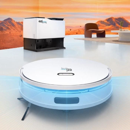 Robot aspirapolvere connesso con base svuotabile - EZICLEAN All In One Z15 Pro - 10.000 Pa - 1,5 L - Bianco