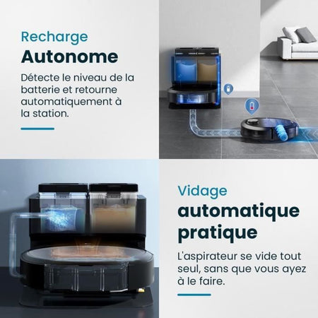 Robot aspirapolvere e scopa connesso con base svuotante EZICLEAN All-in-one Z10 Plus - 240 min - 6000 pa - 180 m - 1,5 L