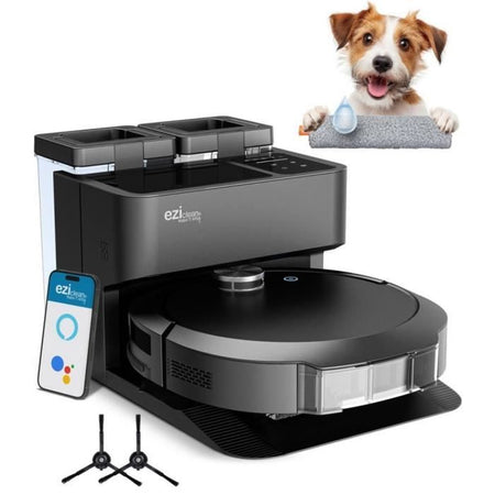 Robot aspirapolvere e scopa connesso con base svuotante EZICLEAN All-in-one Z10 Plus - 240 min - 6000 pa - 180 m - 1,5 L