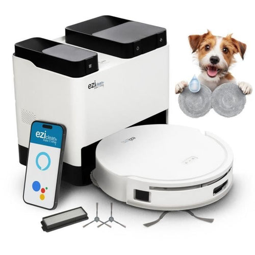 EZICLEAN All In One Z12 Ultra - Robot aspirapolvere e scopa connesso con base svuotante - 270 min - 14,4 V - 1,8 L - Bianco