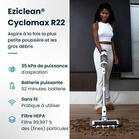 Stazione EZICLEAN Cyclomax R22 - Aspirapolvere senza fili - 52 min - 500 W - 35 kPa - Bianco