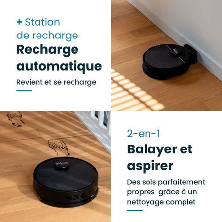 EZIclean I-BOT Z6 MAX - Aspirapolvere e robot lavapavimenti connessi 150 min - 2 kPa - 0,43 L - Nero