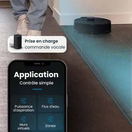 EZIclean I-BOT Z6 MAX - Aspirapolvere e robot lavapavimenti connessi 150 min - 2 kPa - 0,43 L - Nero