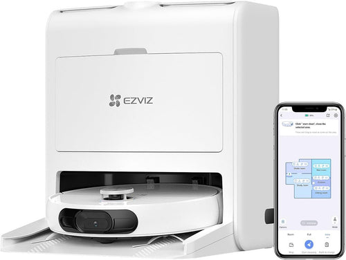 Robot aspirapolvere EZVIZ RS2 con dock - Lavaggio/asciugatura/pulizia/riempimento automatici - 4000 Pa
