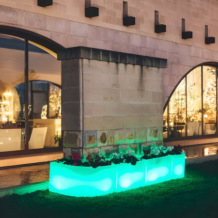 Vaso angolare FlowerPot Bright con led decorazione "Made in Italy" per esterno