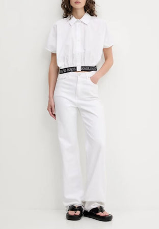 KARL LAGERFELD CAMICIA KLJ CROPPED WOVEN SHIRT da donna