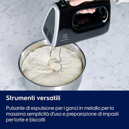 Electrolux ehm3310 sbattitore elettrico con 2 uncini per l'impasto potenza 450w colore nero