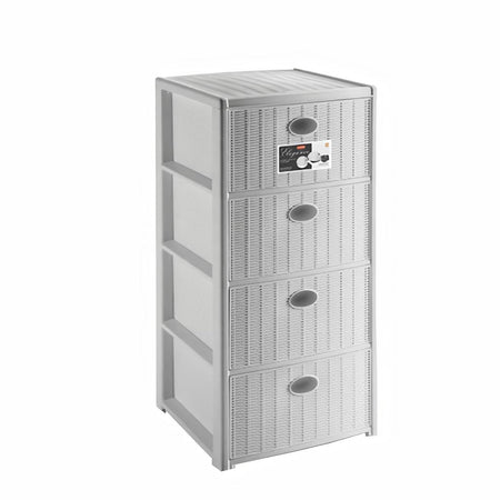 Cassettiera "Elegance" a 4 cassetti in finitura midollino 40x40x80 cm