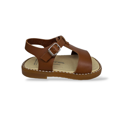 Sandali Eleganti Pelle Bambini Andanines Malinche Cuoio Beige – Fibia Unisex Cerimonia Taglia 21-29