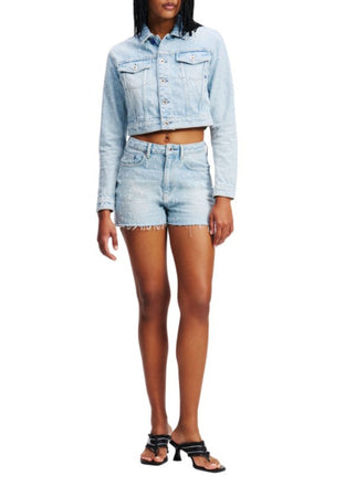 KARL LAGERFELD PANTALONCINO KLJ MR SHORT BOUCLE DENIM da donna