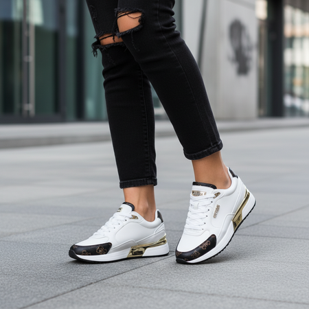 Guess Sneakers Nere Donna Scarpe Sportive Lacci Suola In Gomma Scarpa Fl5moxfal12 Casual Logo Sneaker Nera Fashion