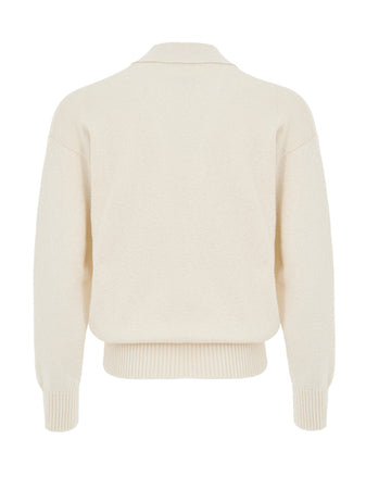 Gran Sasso Maglione Cardigan in Cotone Bianco Panna da uomo