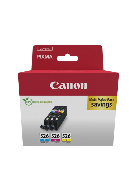 ORIGINALE Canon Value Pack nero / ciano / magenta / giallo CLI-526 + 10x15 cm Fotopapier 50 fogli