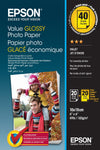 ORIGINALE Epson Carta Bianco C13S400044 Value Glossy Photo Papier Value Glossy carta fotografica, 10 x 15 cm, 183g/m?, 2 x 20 fogli, brillante