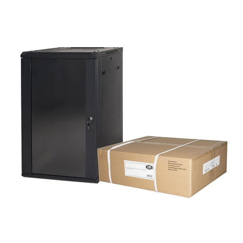 Armadio Rack 19 18 Unita' Da Muro (A) 905 X( L) 600 X (P) 450 Nero Disassemblato Porta Vetro