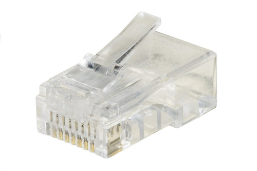 Confezione 100 Connettori 8 Poli Cat 6 Utp Non Schermato Rj45 Per Cavo Solido
