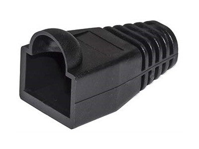 CONFEZIONE 100 COPRICONNETTORI 6MM PER PLUG RJ45 8 POLI CAVO CAT 5E- 6 NERI