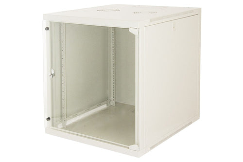 Armadio Rack 19 12 Unita' Da Muro (A)620X (L)540 X Profondita' 600 Mm. Colore Grigio Chiaro Porta Vetro