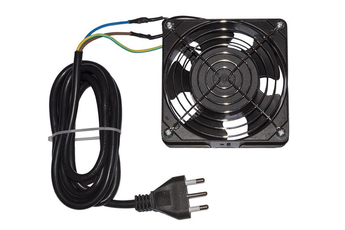 Ventola 120X120X38 220 Volt Colore Nero Con Cavo Mt 2 Spina Italiana Con Griglia