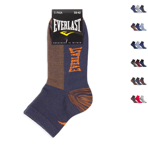 Everlast Set 3 Paia Calzini Corti Uomo in Cotone Elastico EV297 S10 - Passarelli Biancheria
