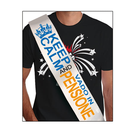 FASCIA PREMIO SCHERZO FESTA PARTY PENSIONATO PENSIONATA PENSIONATI KEEP CALM AND… VADO IN PENSIONE