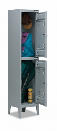 Armadio sovrapposto per spogliatoio a 2 vani in versione verniciata monoblocco cm. 38x47x180h