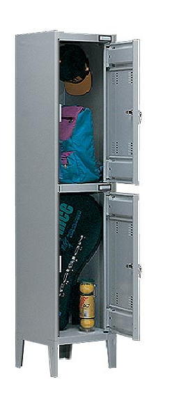 Armadio sovrapposto per spogliatoio a 2 vani in versione verniciata monoblocco cm. 38x47x180h
