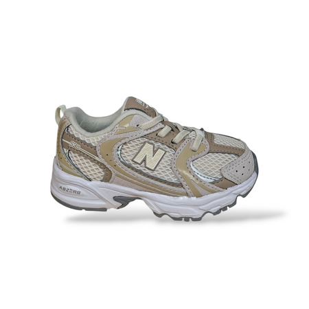 Sneakers bambino New Balance 530 beige bianche laccio