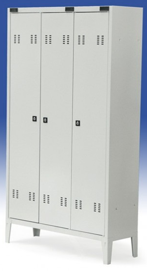 Armadietto spogliatoio a 3 posti di metallo verniciato cm. 102x47x180h