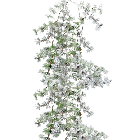 Tralcio decorativo per albero di Natale abete innevato h 120 cm