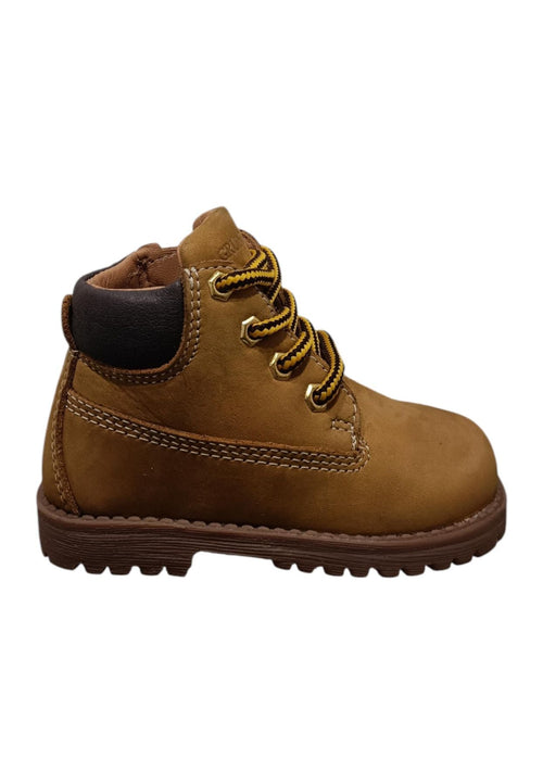 Scarpe boascaiolo Unisex bambini Grunland Junior POUF  ocra laccio e zip laterale