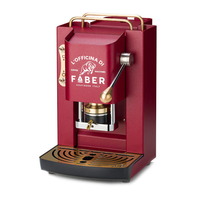 FABER MINI PRO DELUXE ROSSO CILIEGIA - MACCHINA PER CAFFE'' - PRESSACIALDA IN OTTONE - ELETTROVALVOLA E TERMOSTATO 95 - TELAIO IN ACCIAIO